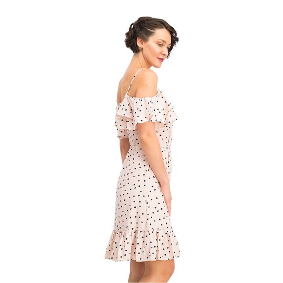 Anthropologie Avec les filles pink polka dot belted ruffled tiered dress size 2 - Picture 8 of 16
